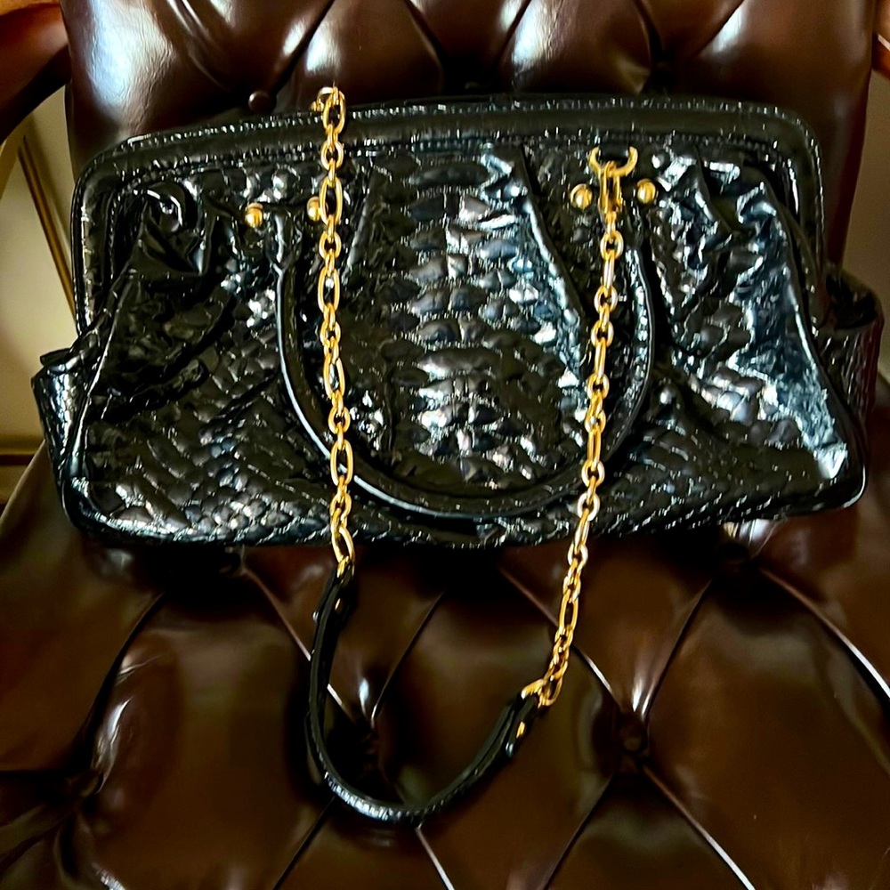 MCM, patent leather 2 way shoulder bag limited edition gold